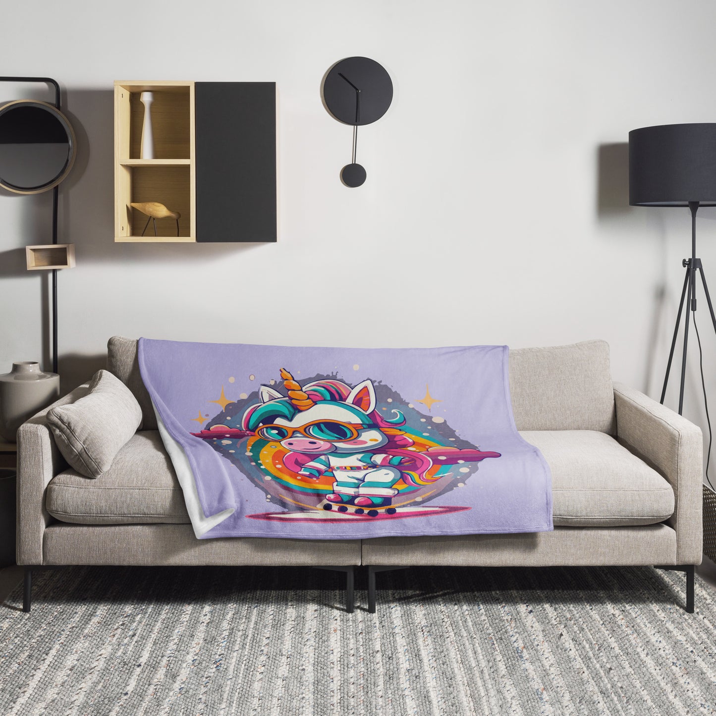 Skating Unicorn Throw Blanket