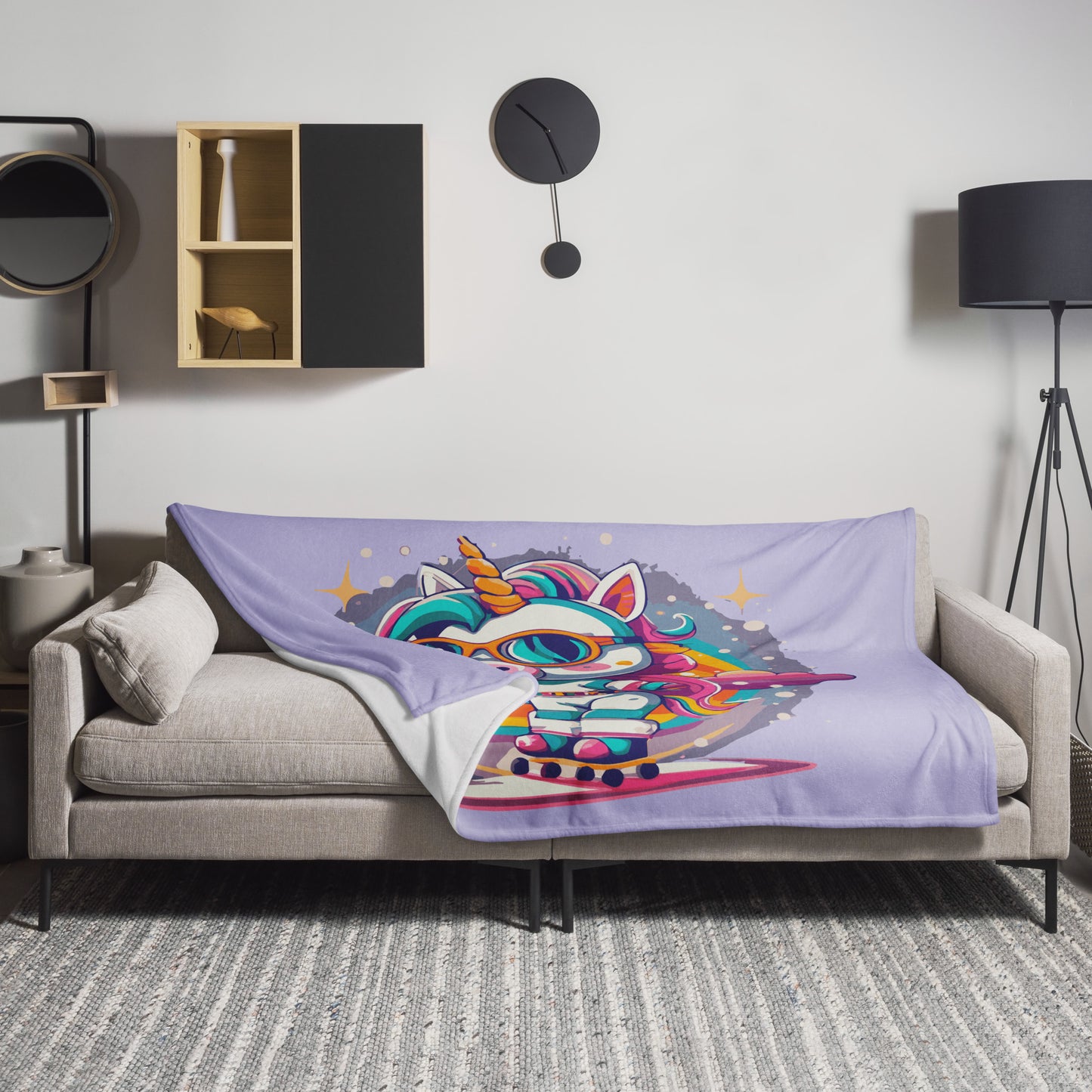 Skating Unicorn Throw Blanket