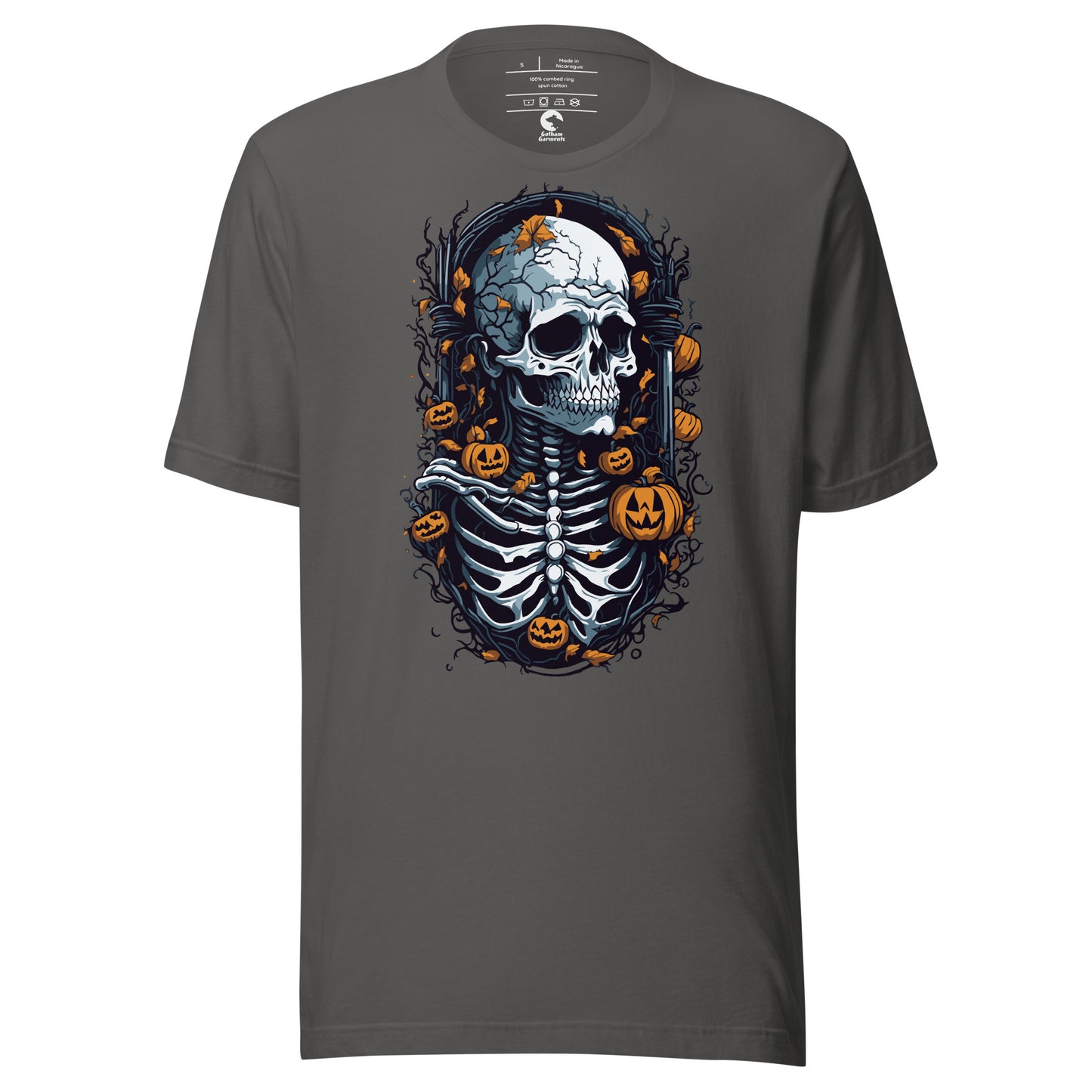 Unisex Skeleton Pumpkin Frame T-Shirt