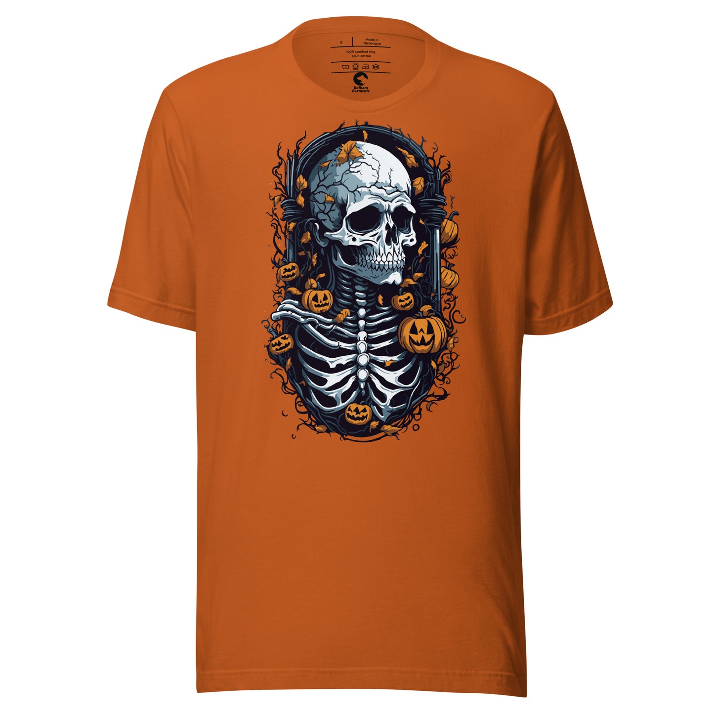 Unisex Skeleton Pumpkin Frame T-Shirt