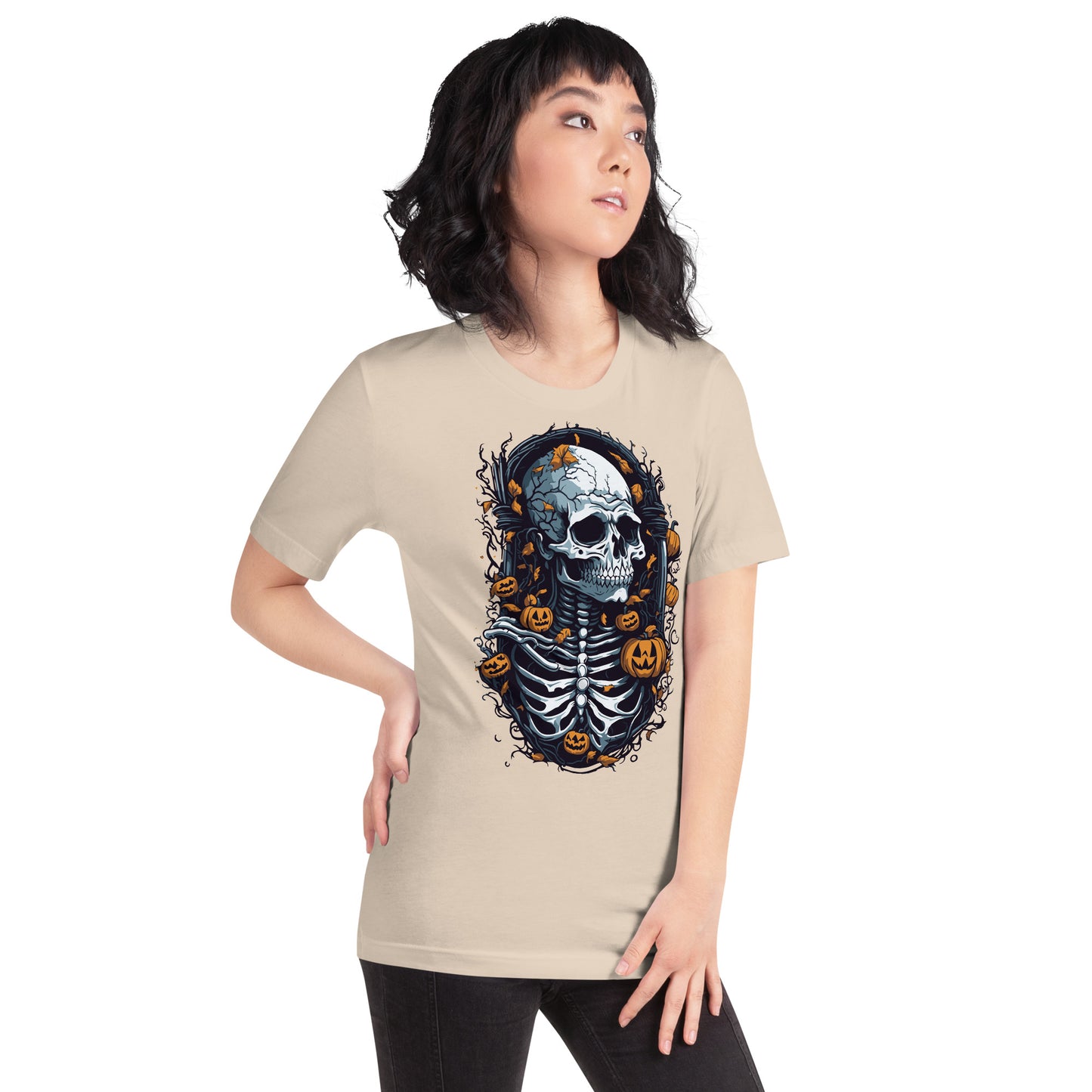 Unisex Skeleton Pumpkin Frame T-Shirt